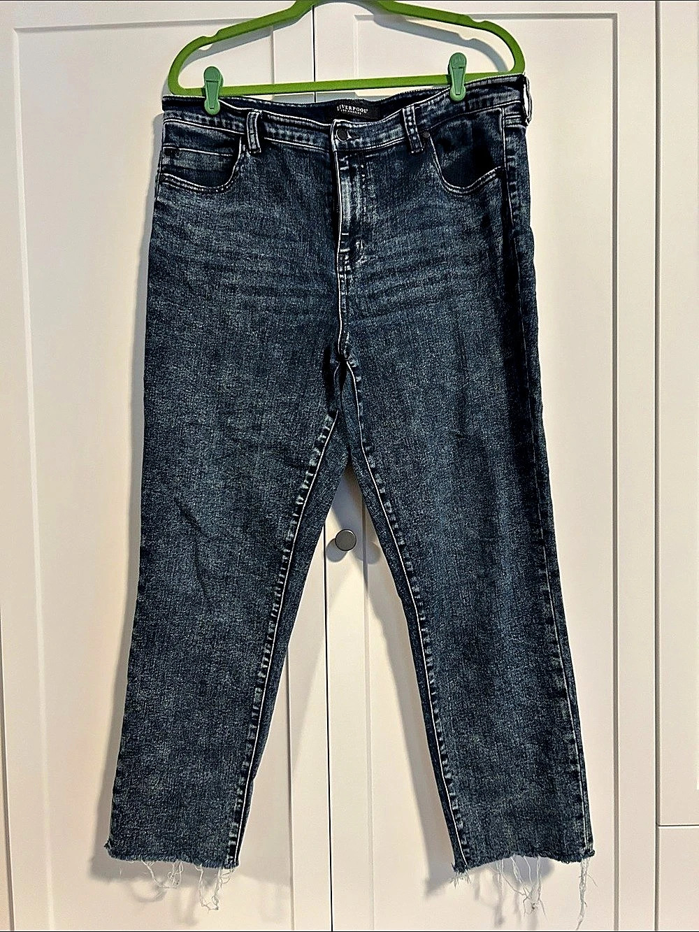Liverpool Straight Leg Raw Hem Jeans Waist 16/33 in Blue